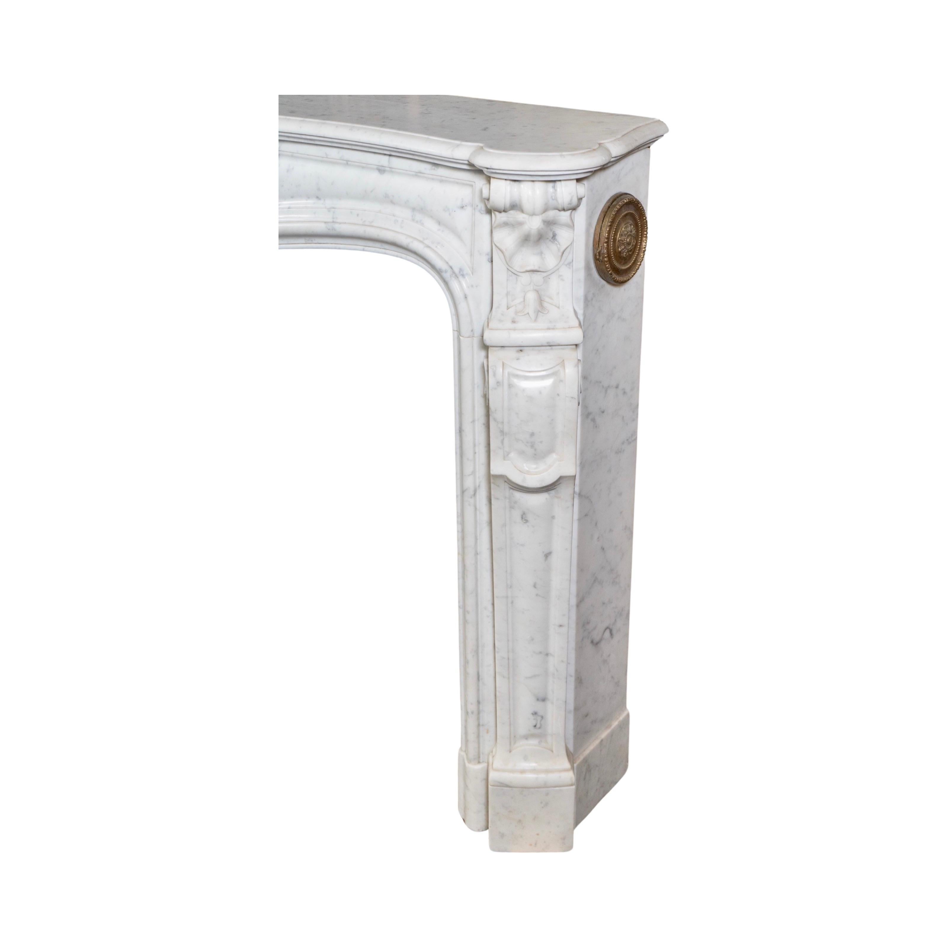French White Carrara Marble Mantel For Sale 6