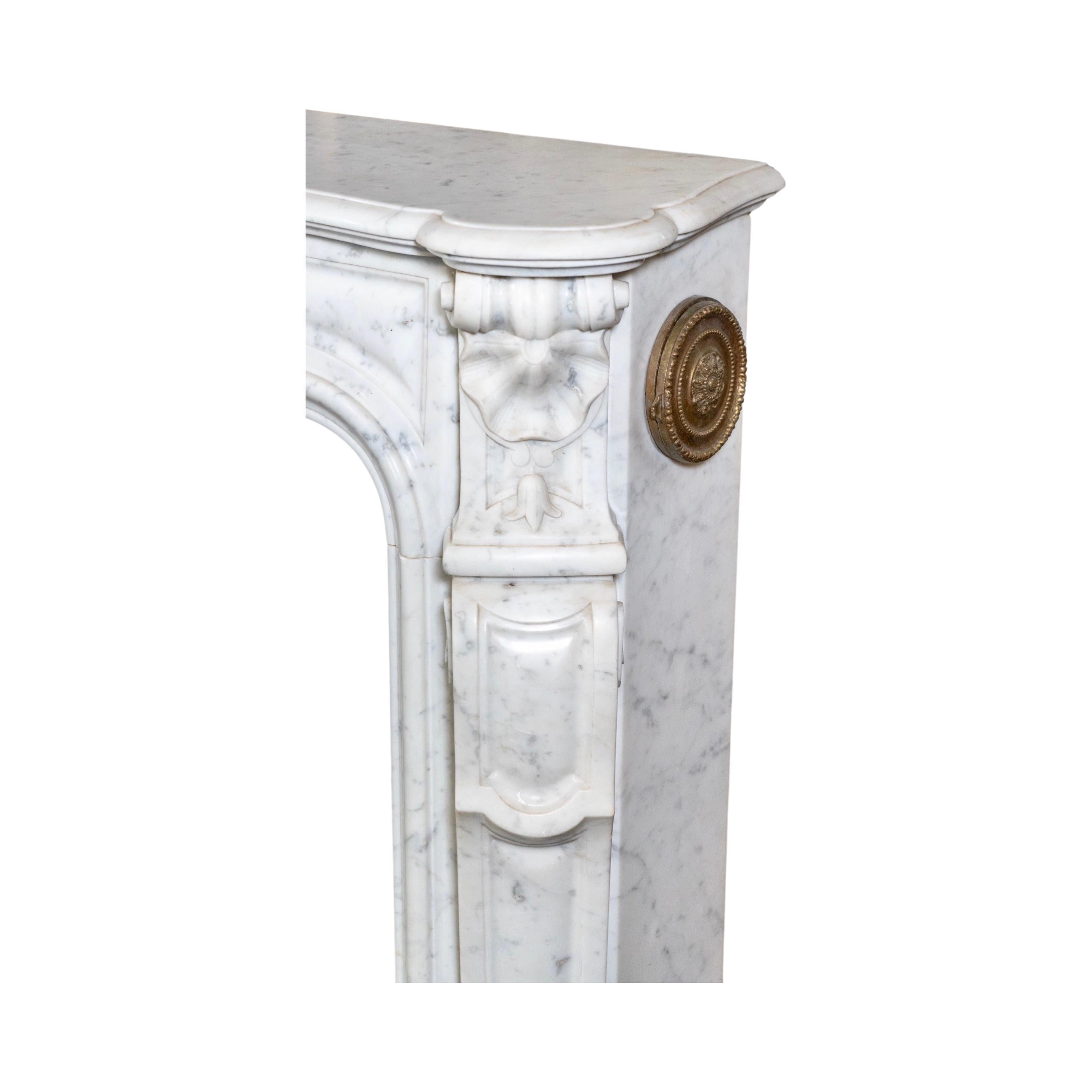 French White Carrara Marble Mantel For Sale 7