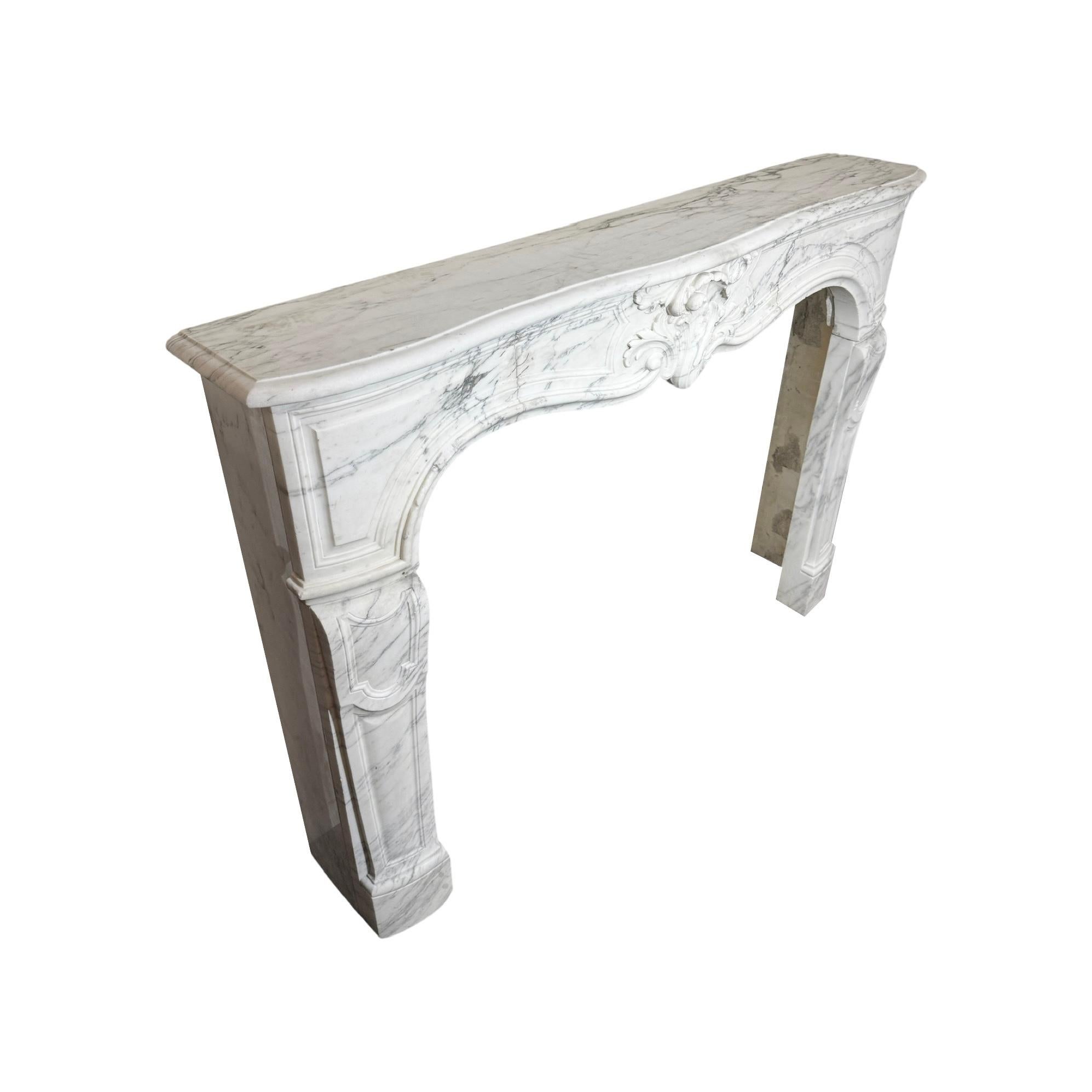 18th Century French White Carrara Marble Mantel For Sale