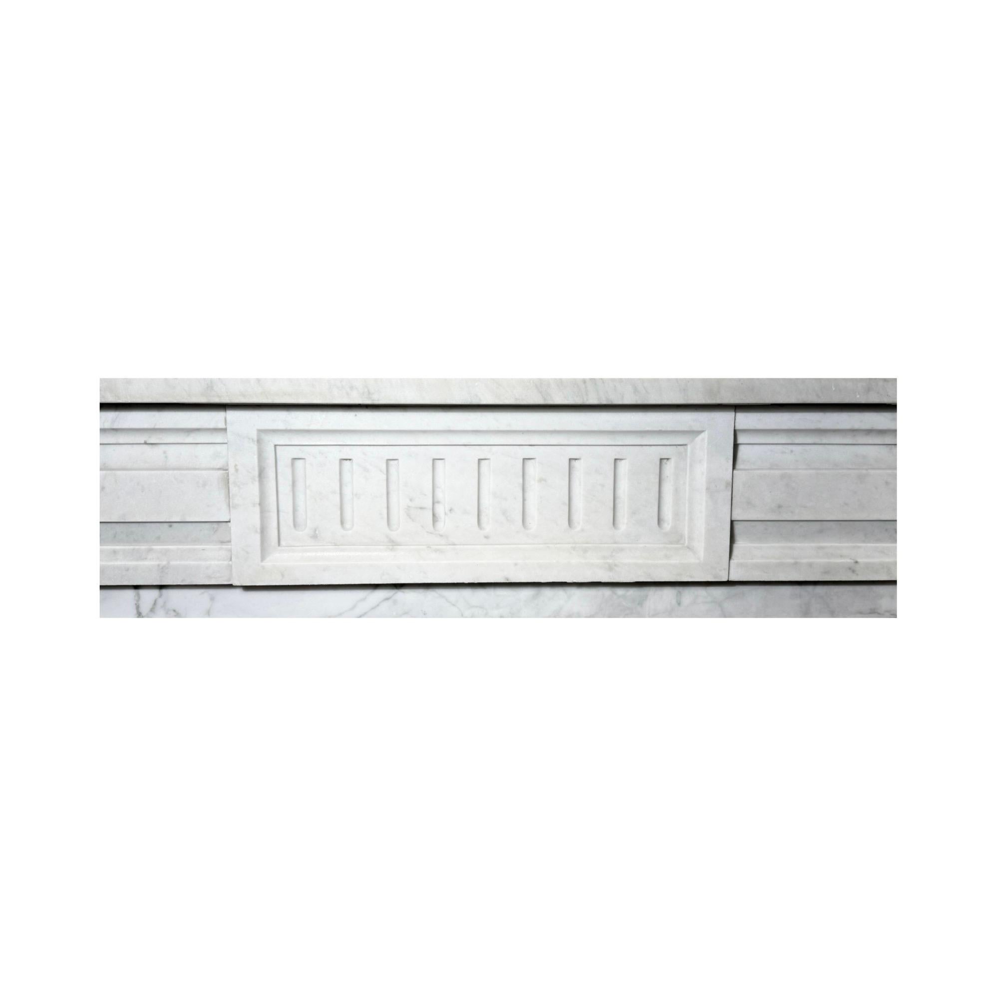 19th Century French White Carrara Marble Mantel For Sale