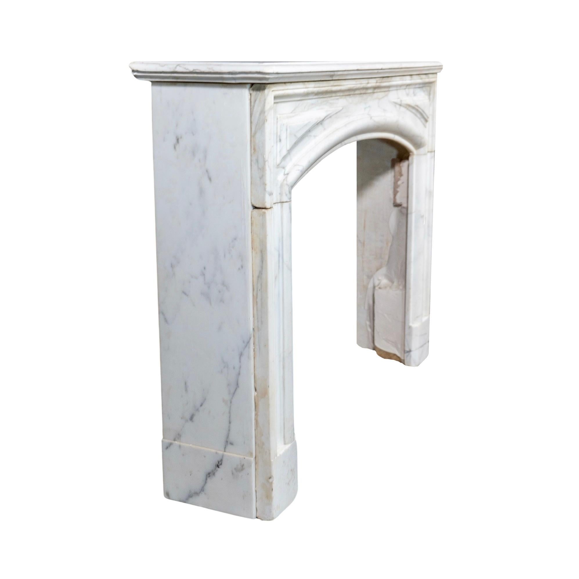 Late 19th Century French White Carrara Marble Mantel For Sale