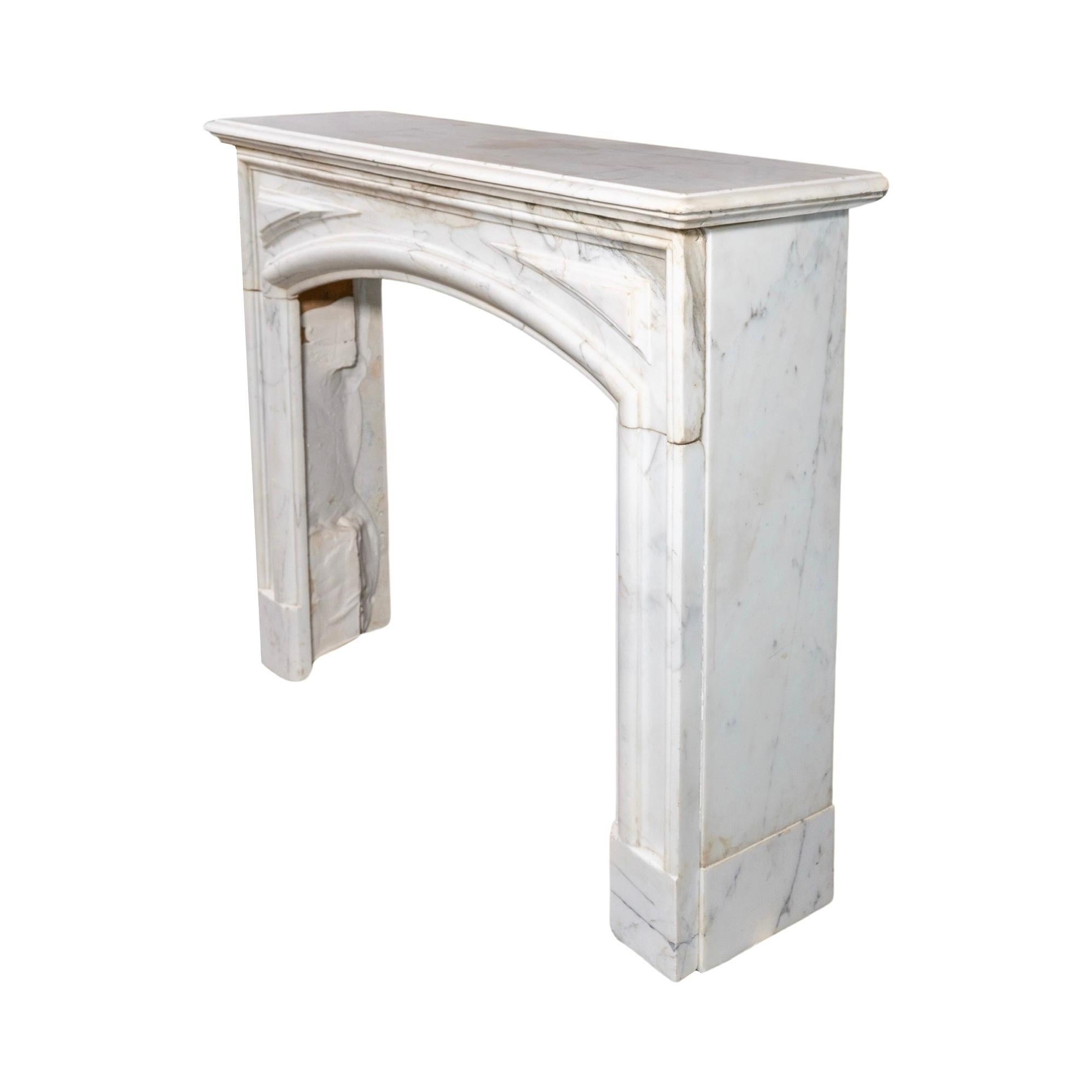 French White Carrara Marble Mantel For Sale 1