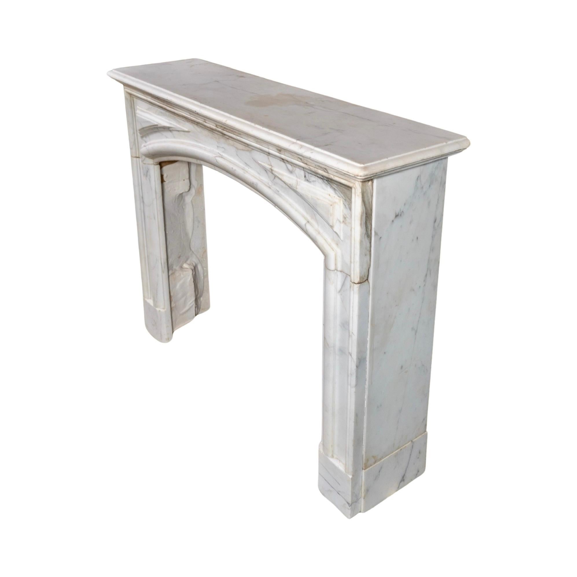 French White Carrara Marble Mantel For Sale 2