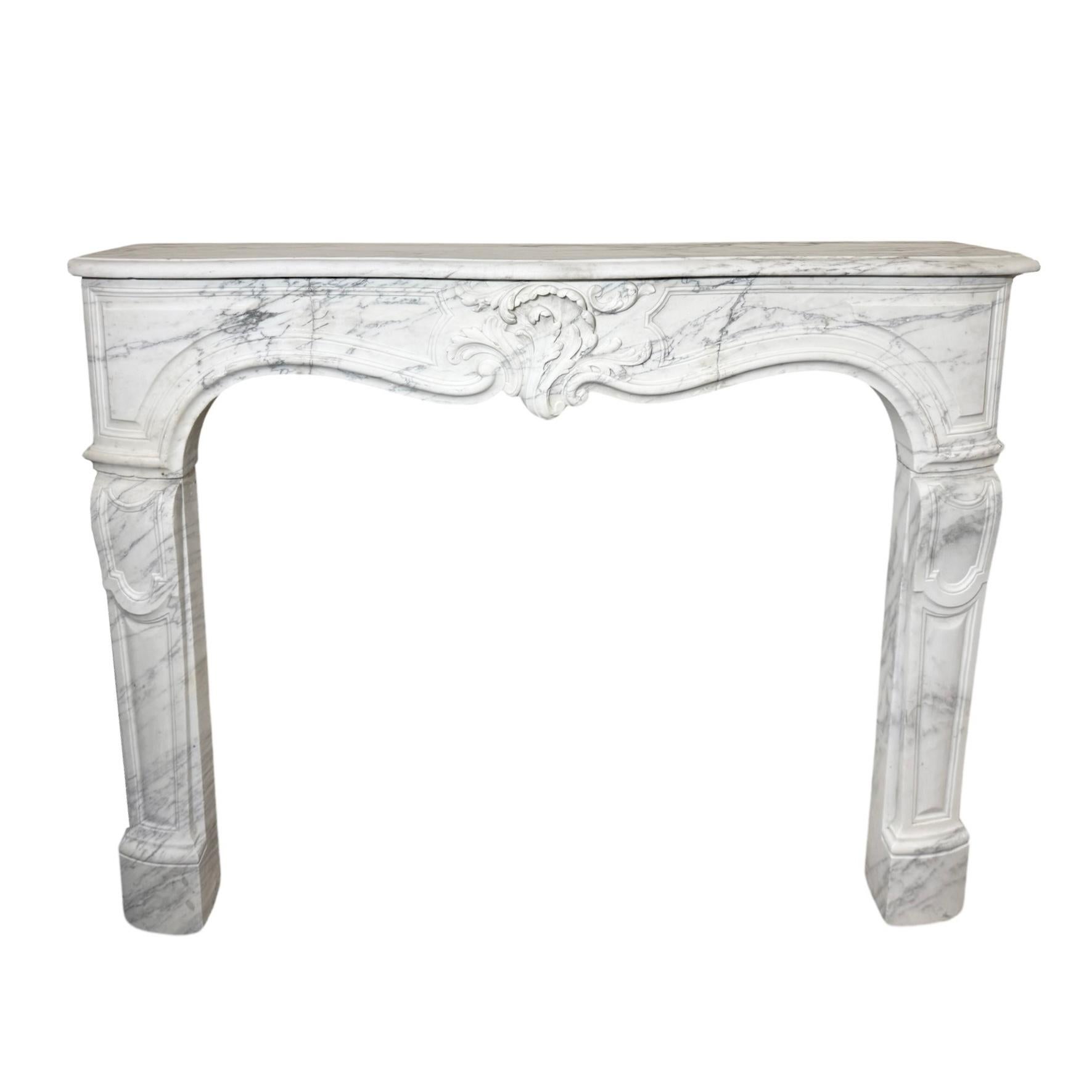 French White Carrara Marble Mantel For Sale