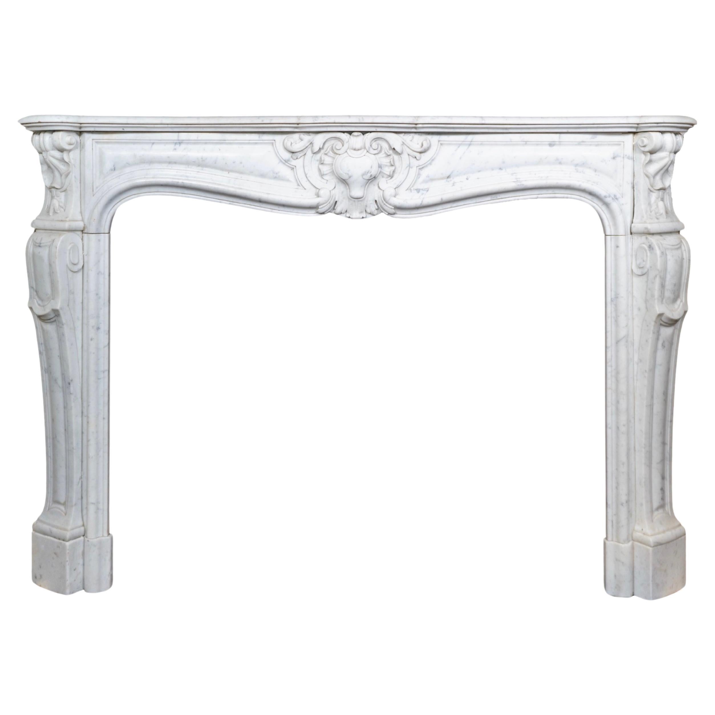 French White Carrara Marble Mantel For Sale