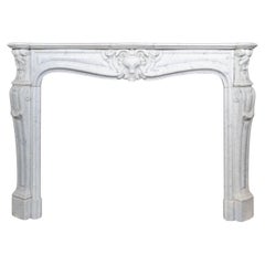 Antique French White Carrara Marble Mantel