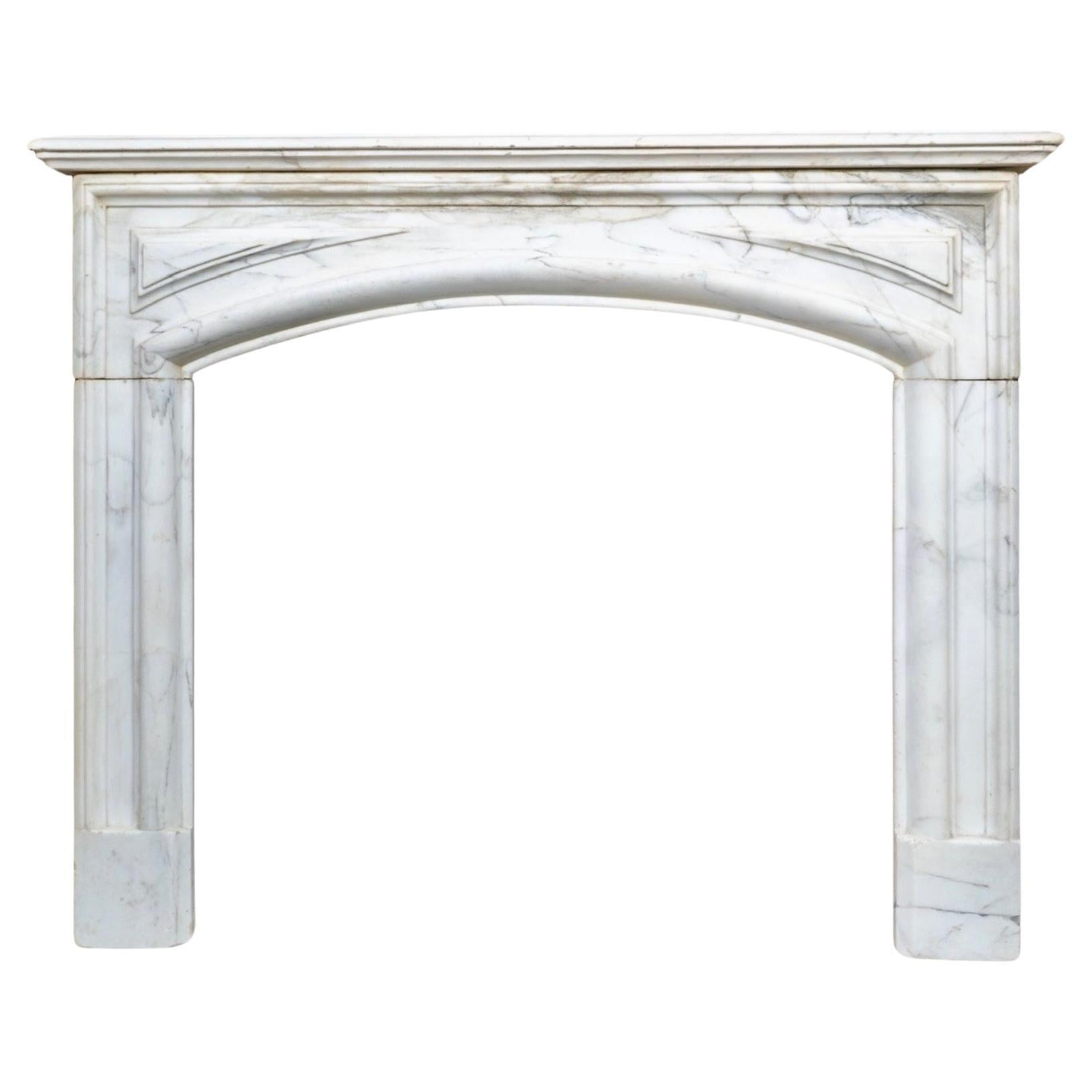 French White Carrara Marble Mantel For Sale