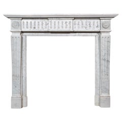 Antique French White Carrara Marble Mantel