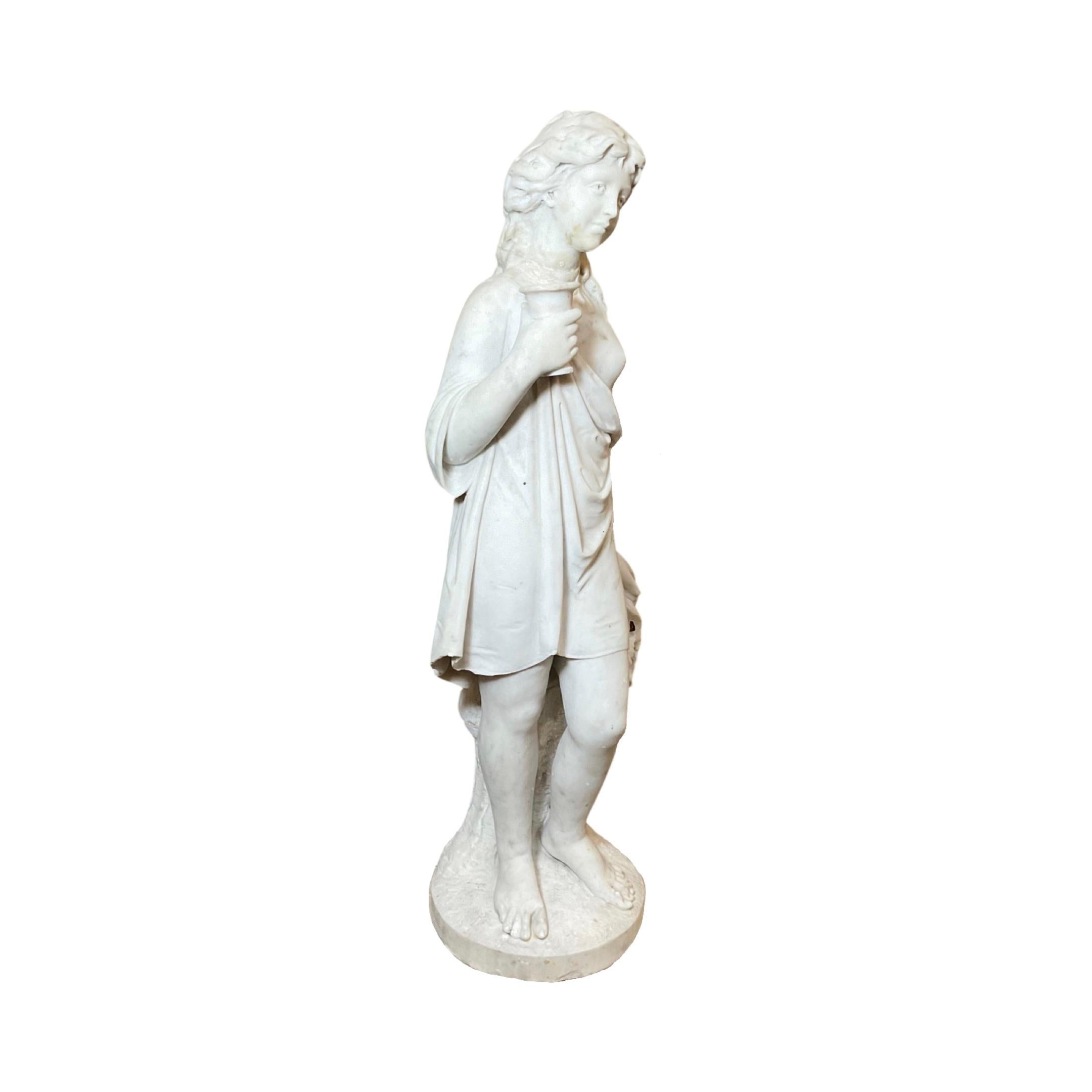 French White Carrara Marble Sculpture In Good Condition For Sale In Dallas, TX