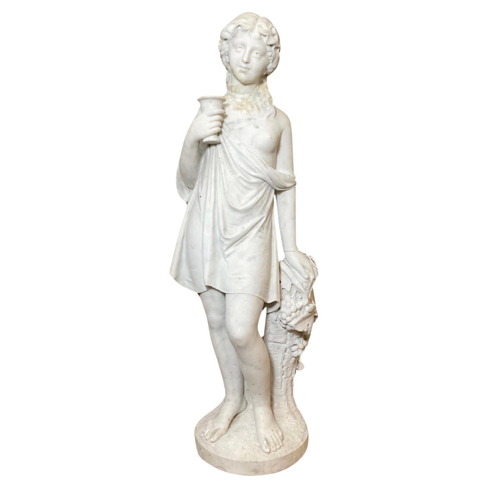 French White Carrara Marble Sculpture For Sale