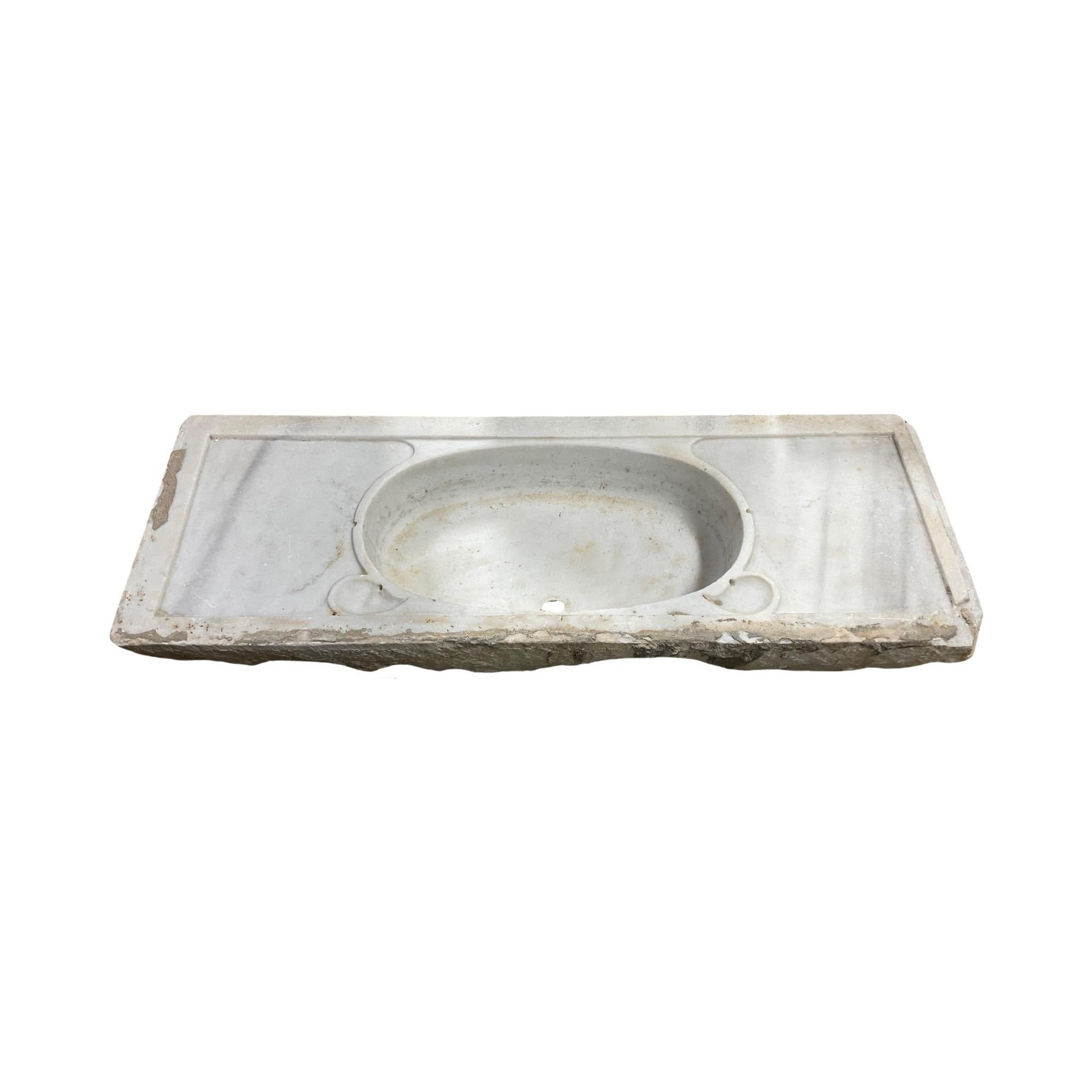 French White Carrara Marble Sink For Sale