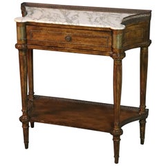 French White Carrara Marble-Top Painted Jansen Style Console Table