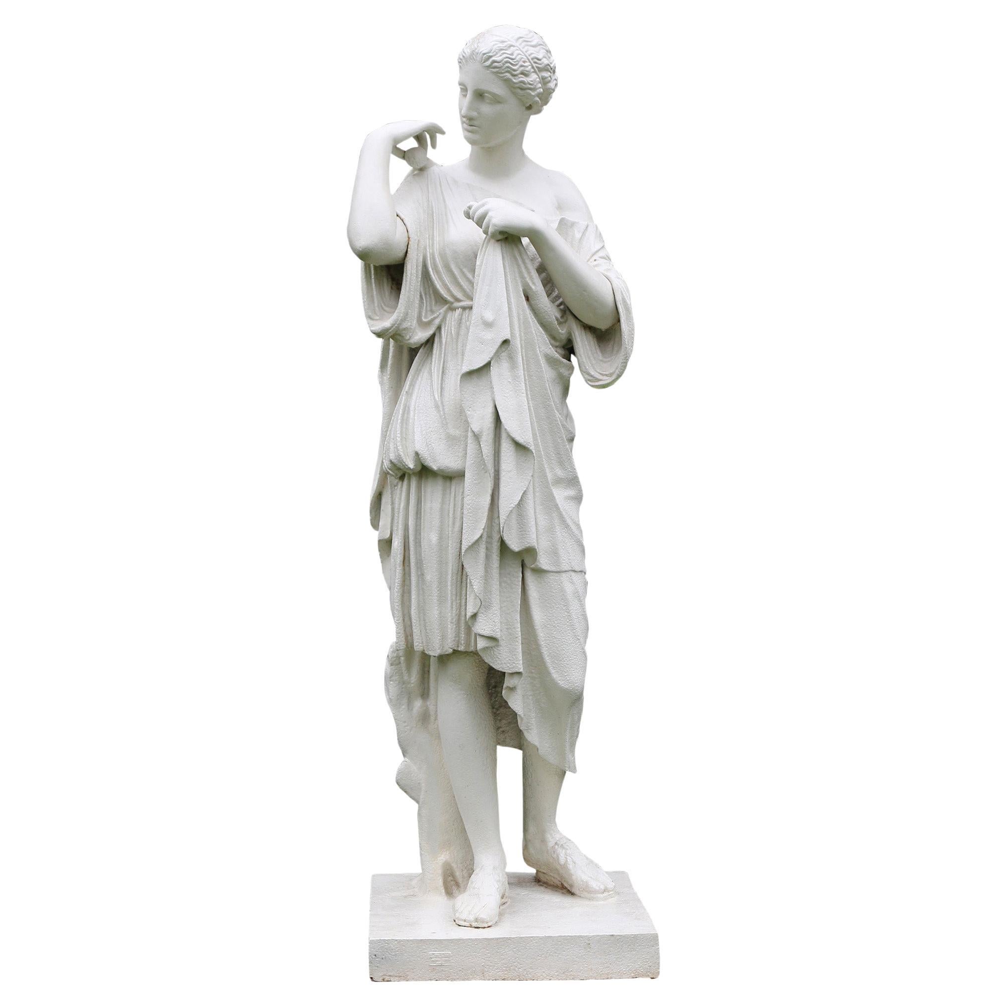 French White Cast-iron Classical Statue of Diana de Gabii