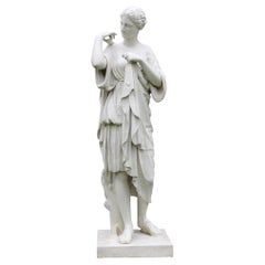 French White Cast-iron Classical Statue of Diana de Gabii