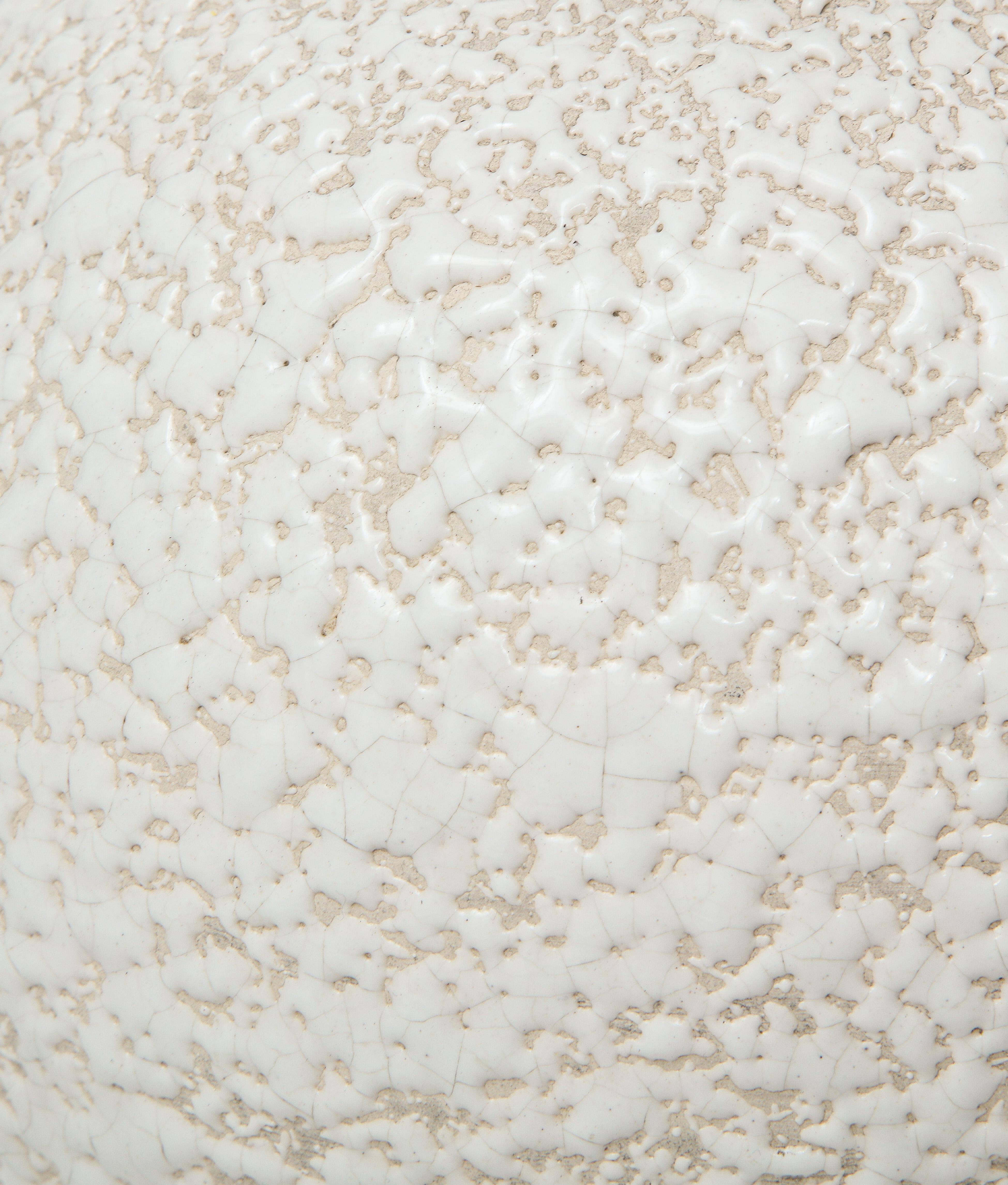 French White Ceramic Lamp, Textured Glaze, Parchment Shade, France, c. 1950 In Good Condition In Brooklyn, NY