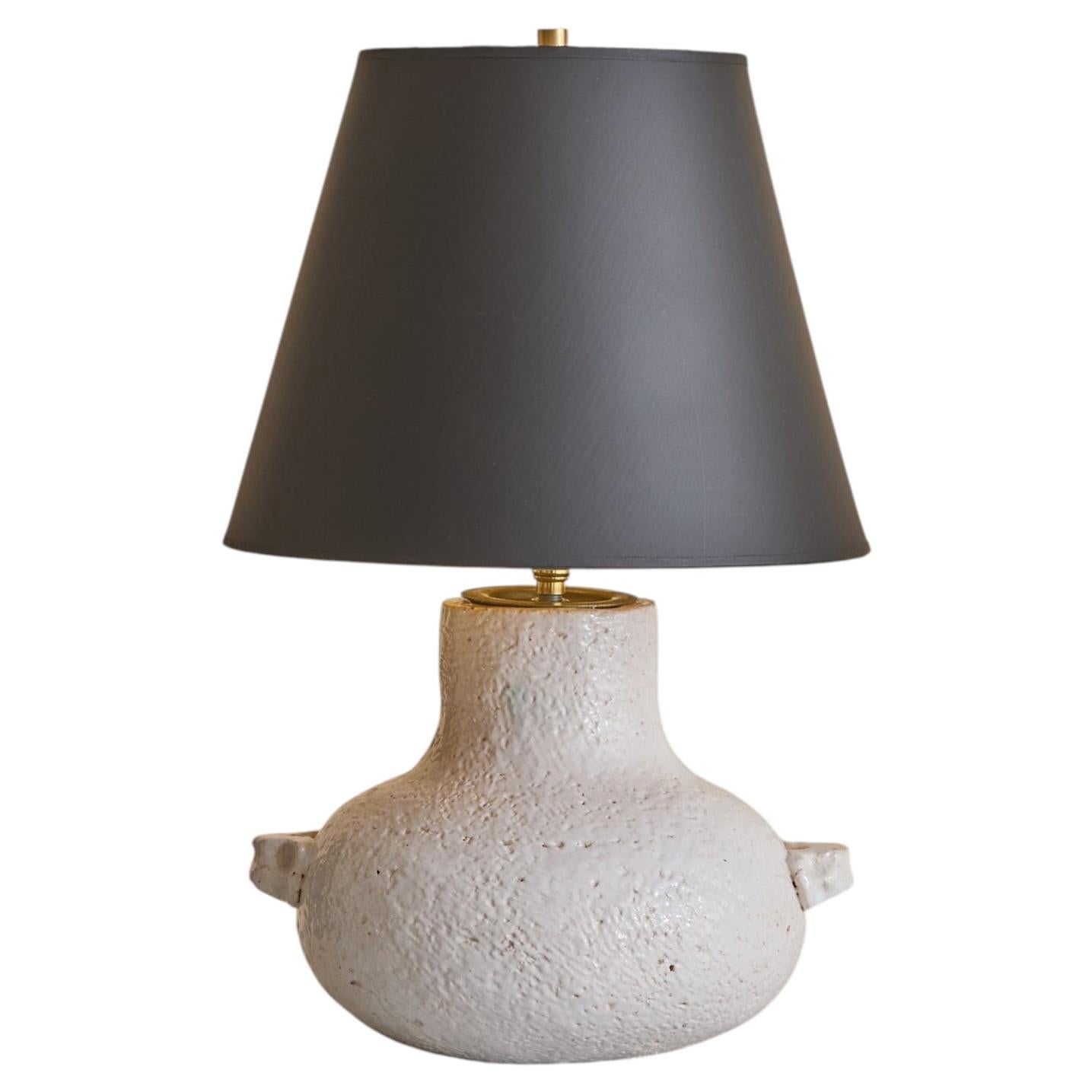 French White Ceramic Table Lamp, 1960s - 2 Available For Sale