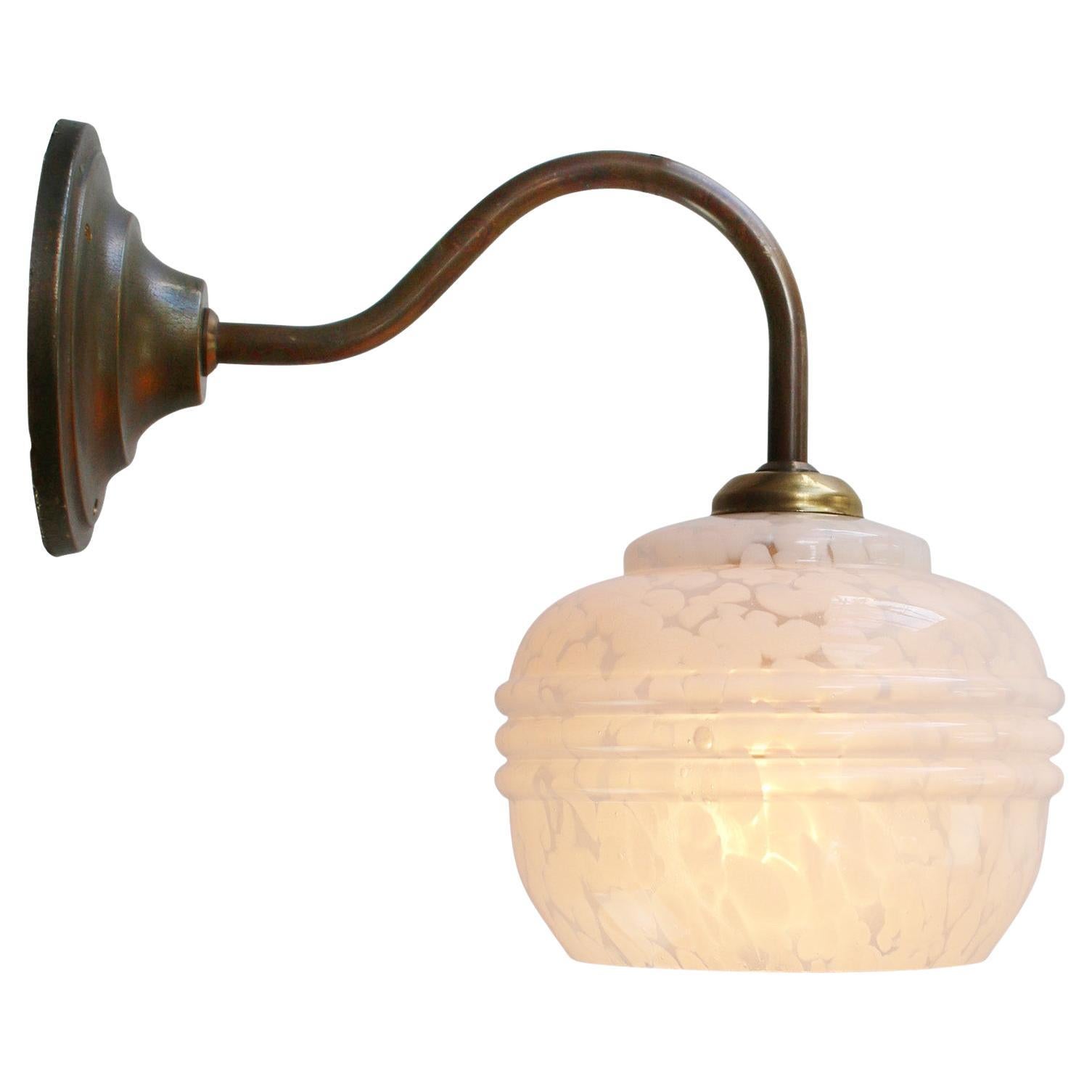 French White Clichy Glass Brass Sconces Wall Lamps