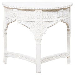 French White Demi-Lune Table in a Mid-East Revival Design, Early to Mid 20th C.