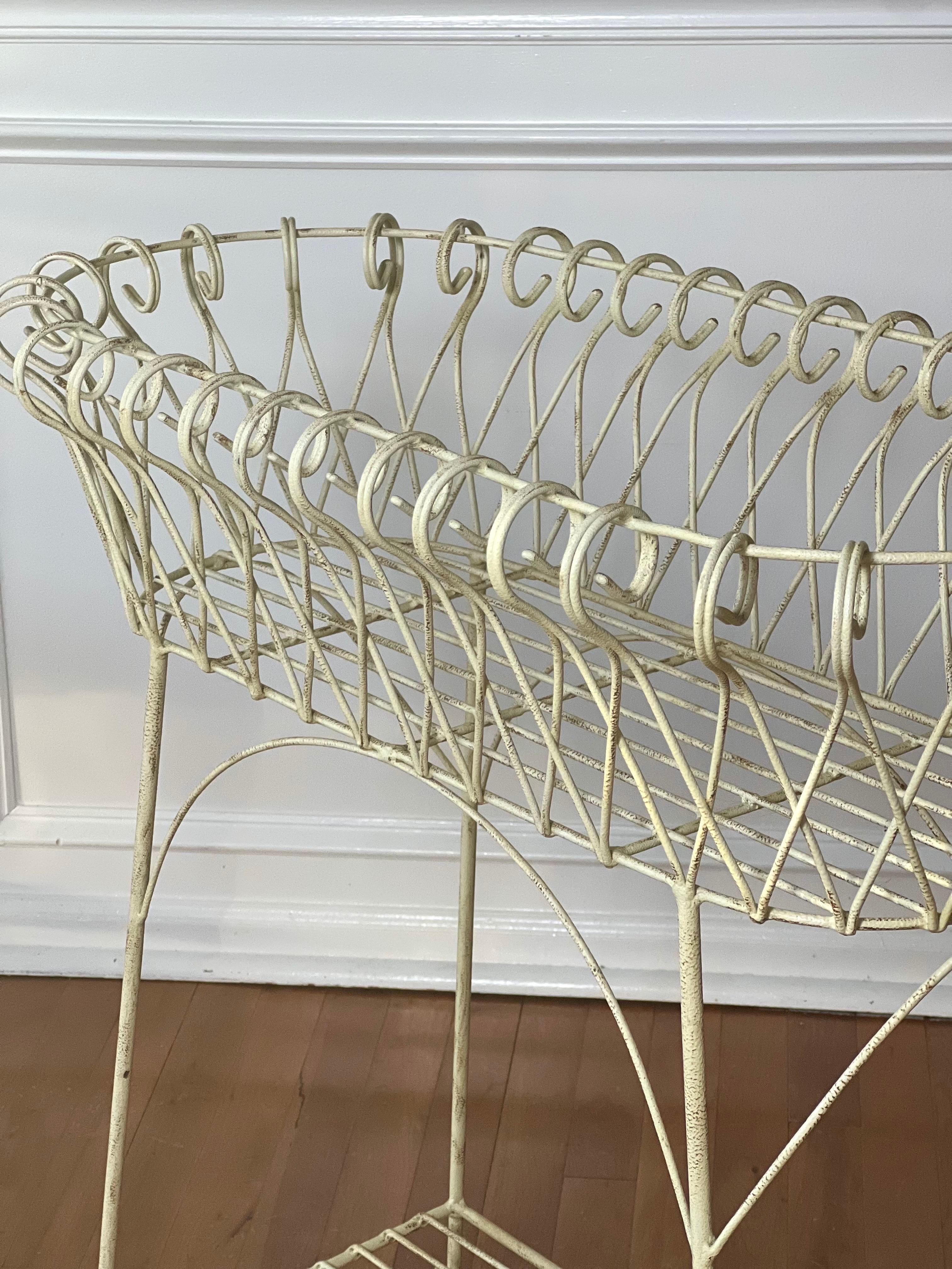 French White Iron Jardiniere Plant Stand For Sale 7