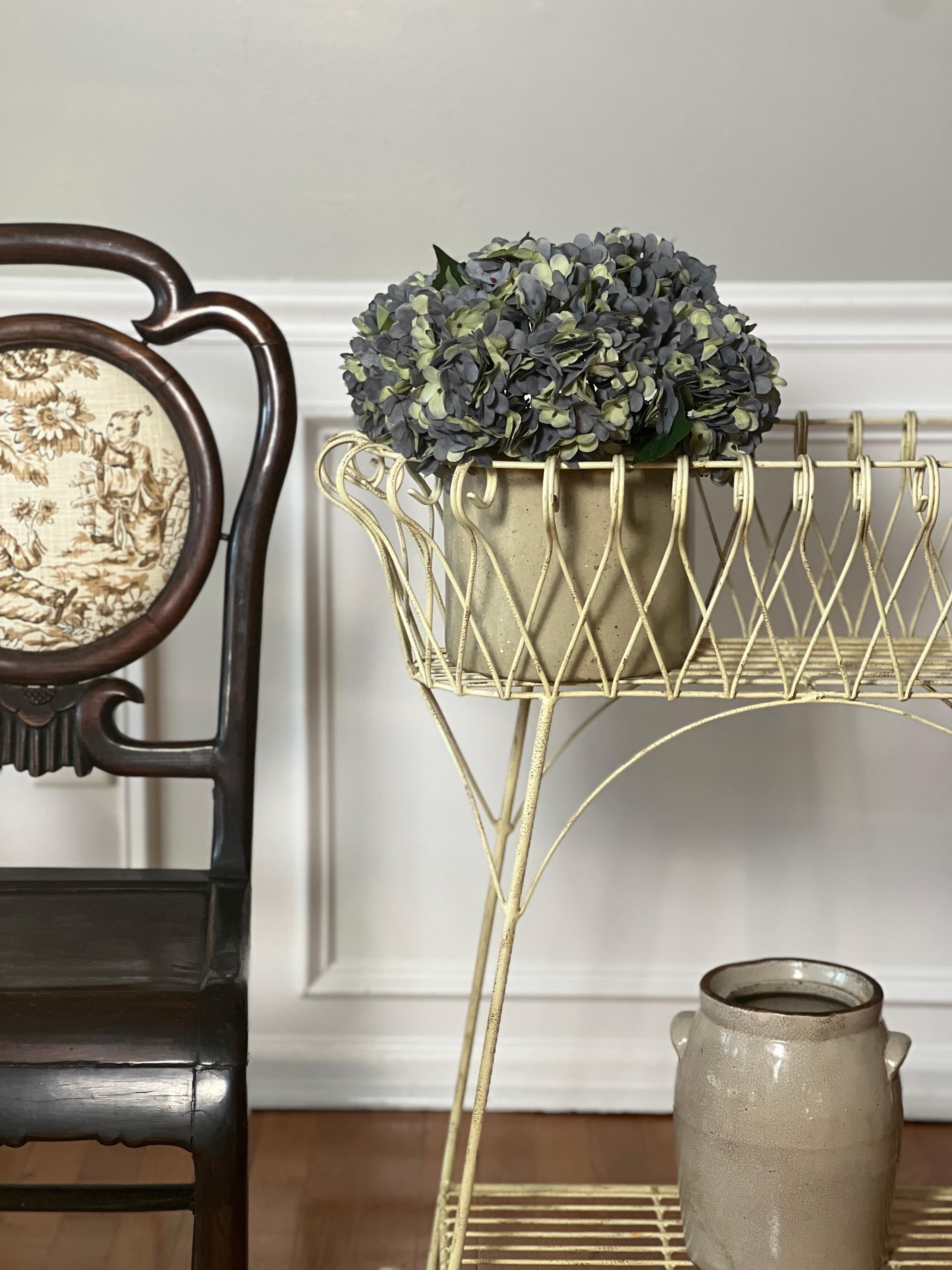 French White Iron Jardiniere Plant Stand For Sale 10