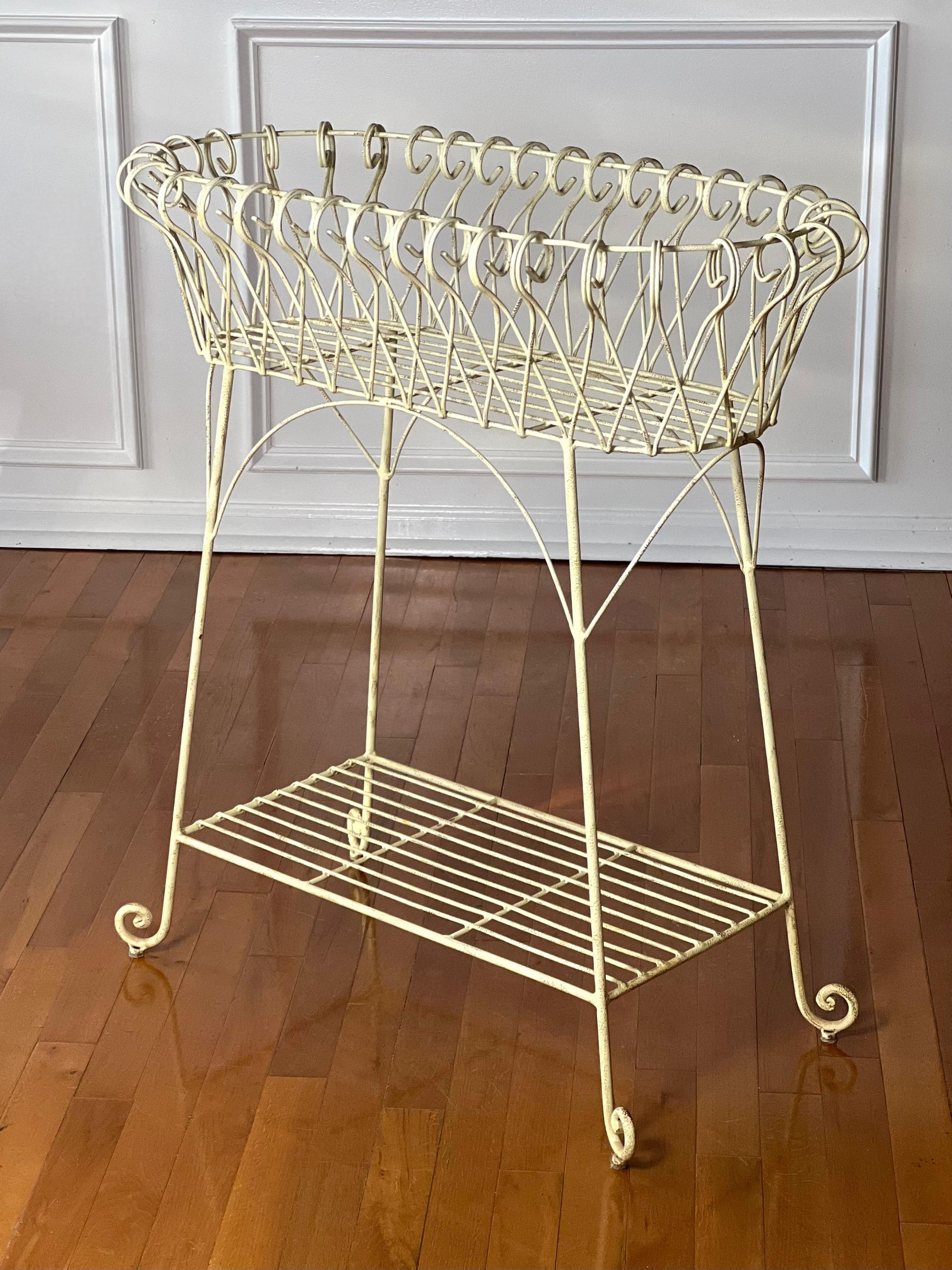 French White Iron Jardiniere Plant Stand For Sale 12