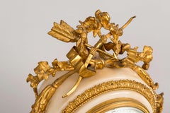 19th Century French White Marble and Gilt Striking Mantel Clock by Rollin Paris