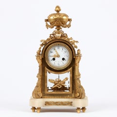 French White Marble and Ormolu Mantel Clock