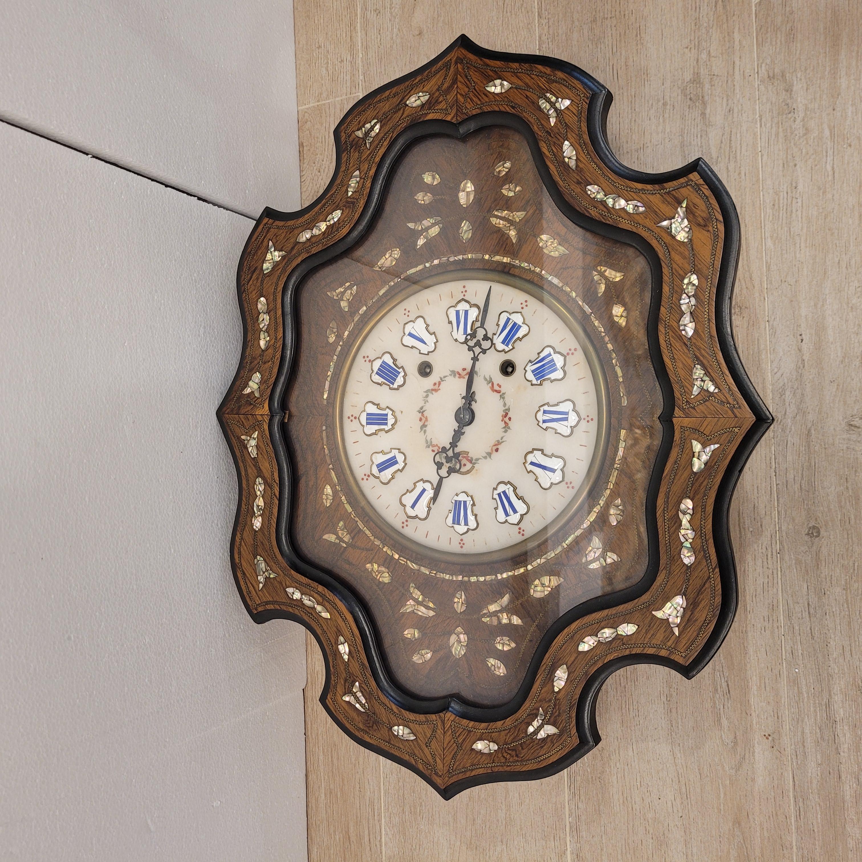 French white marble Buy eye  Watch  wood  Brass.París .Napoleón III In Good Condition In Valladolid, ES