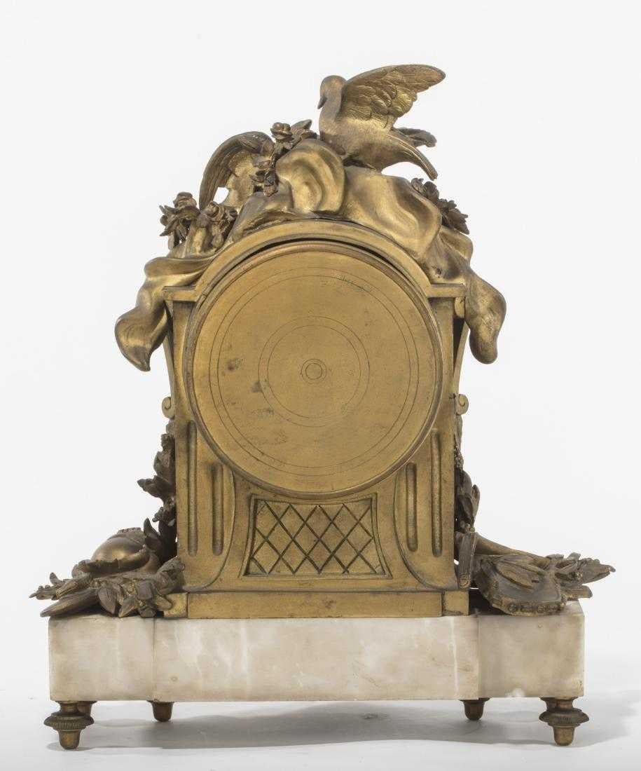 Orologio francese in marmo bianco venduto da Tiffany, XIX secolo in vendita 9