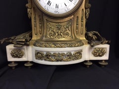 French White Marble Clock Retailed by Tiffany, 19th Century