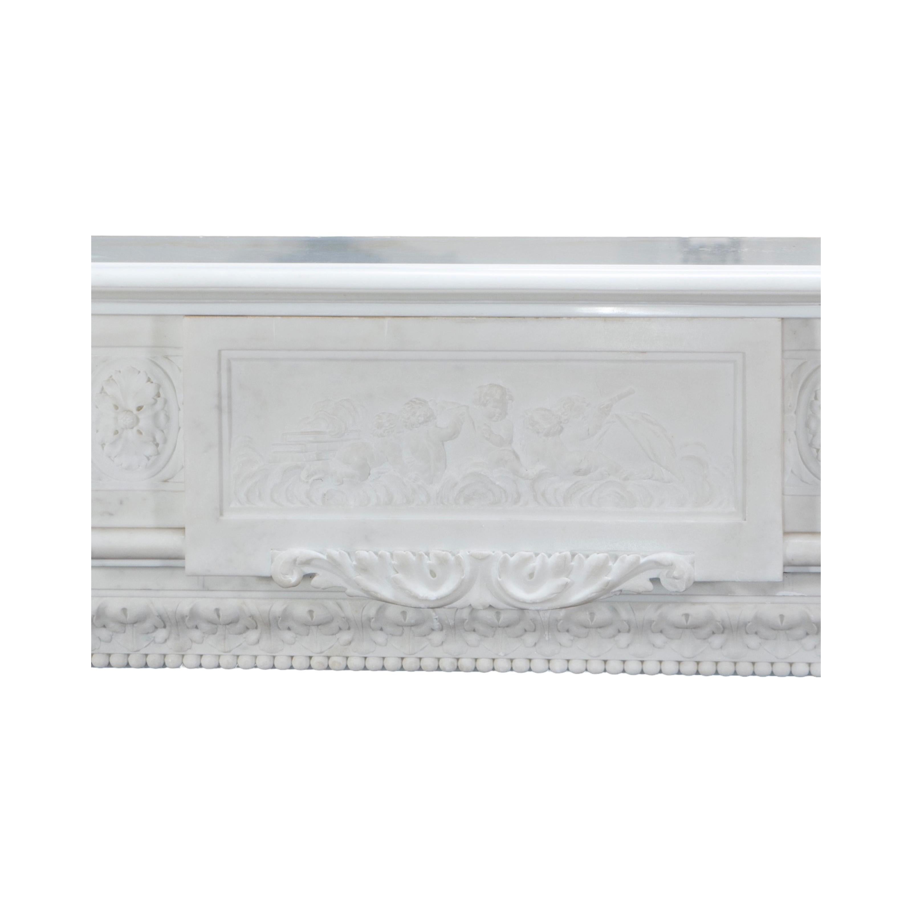 French White Marble Mantel For Sale 6