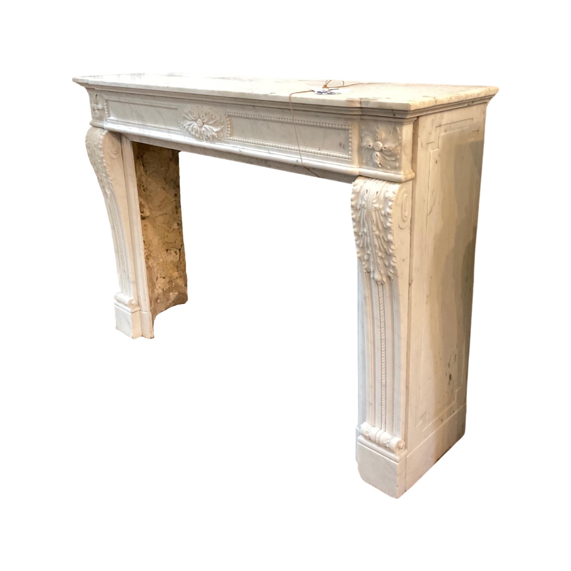 18th Century and Earlier French, White Marble Mantel