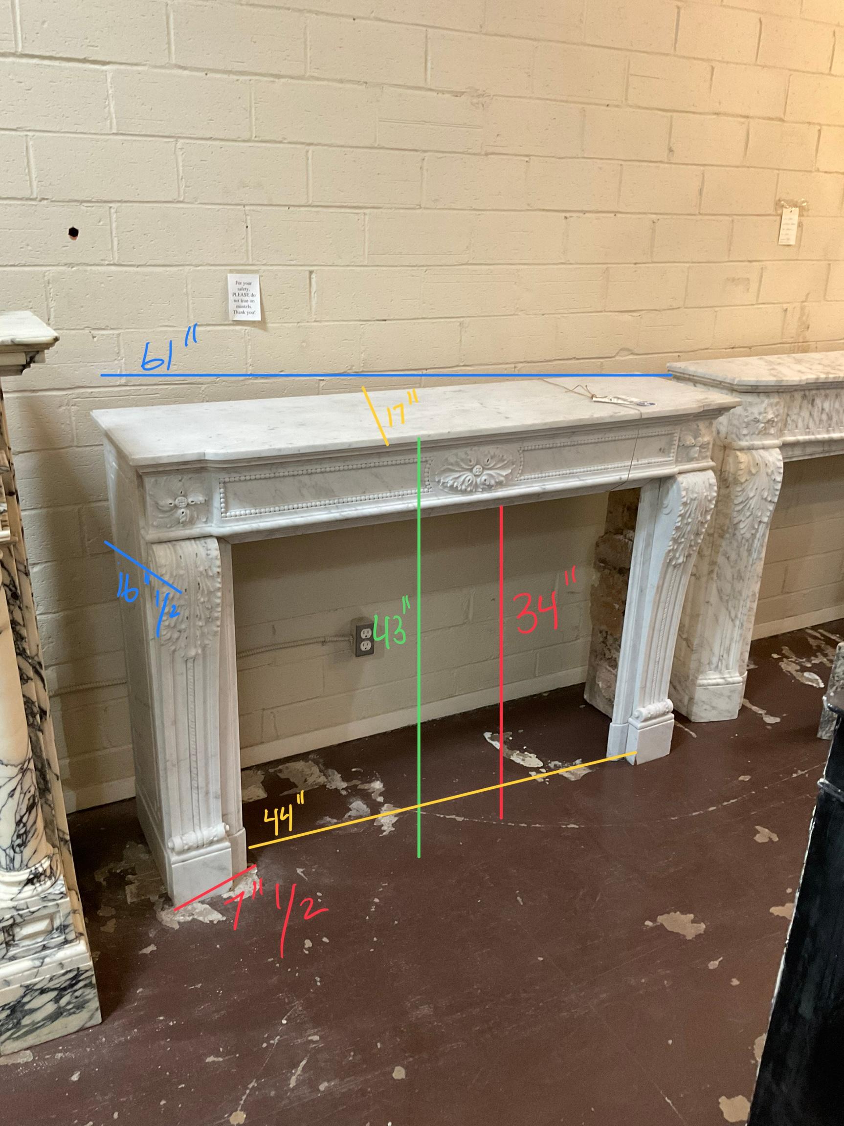 French, White Marble Mantel 1