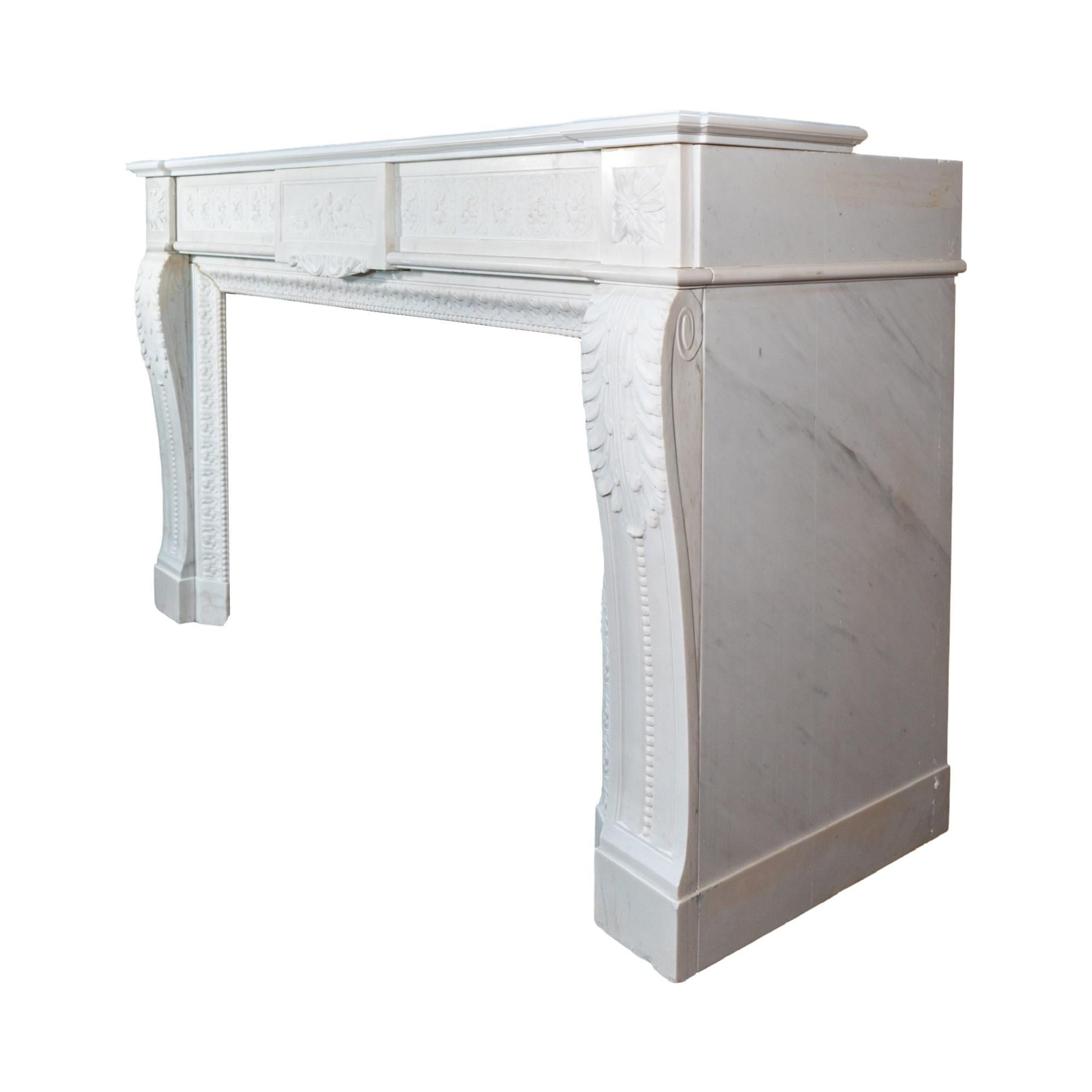 French White Marble Mantel For Sale 1