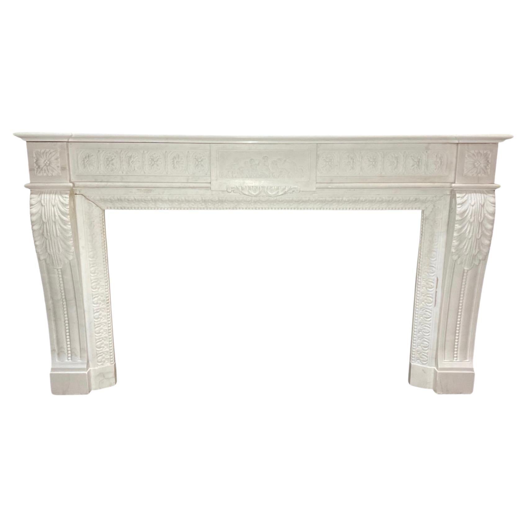 French White Marble Mantel For Sale