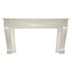 Antique French White Marble Mantel
