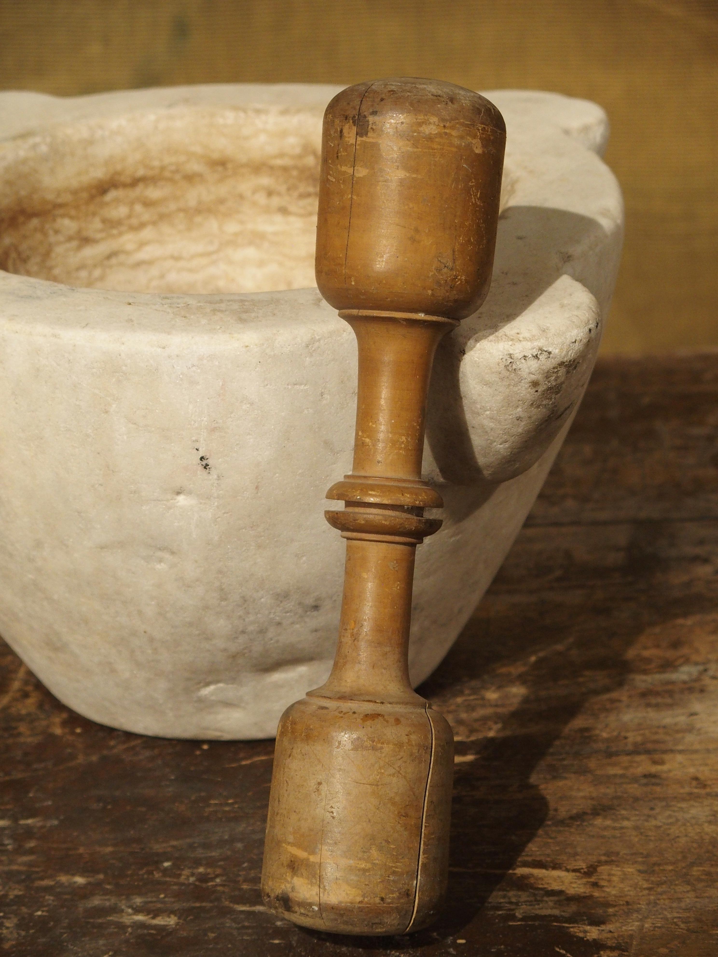 French White Marble Mortar and Pestle, circa 1850 In Good Condition In Dallas, TX
