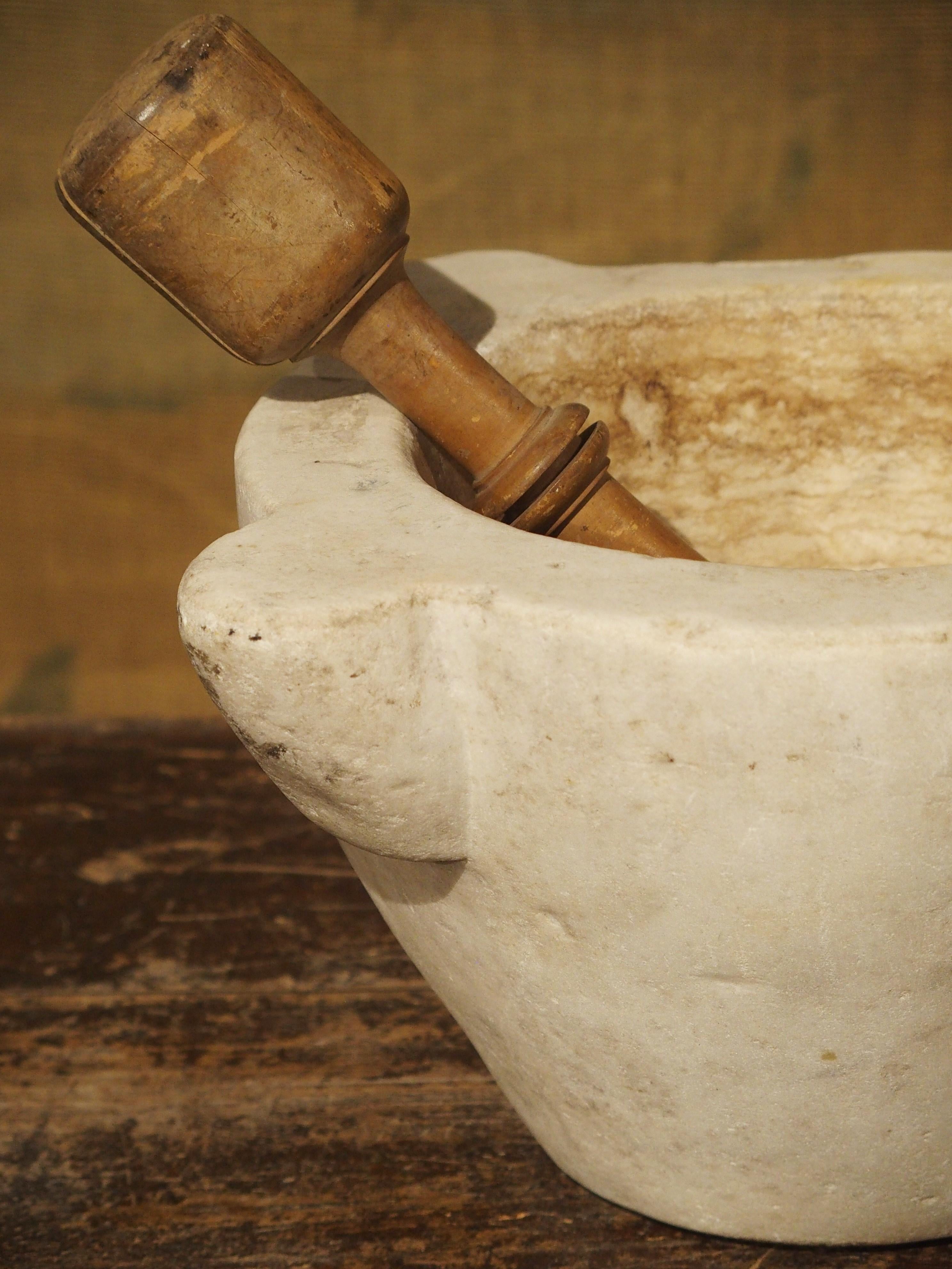 French White Marble Mortar and Pestle, circa 1850 2