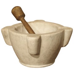 French White Marble Mortar and Pestle, circa 1850