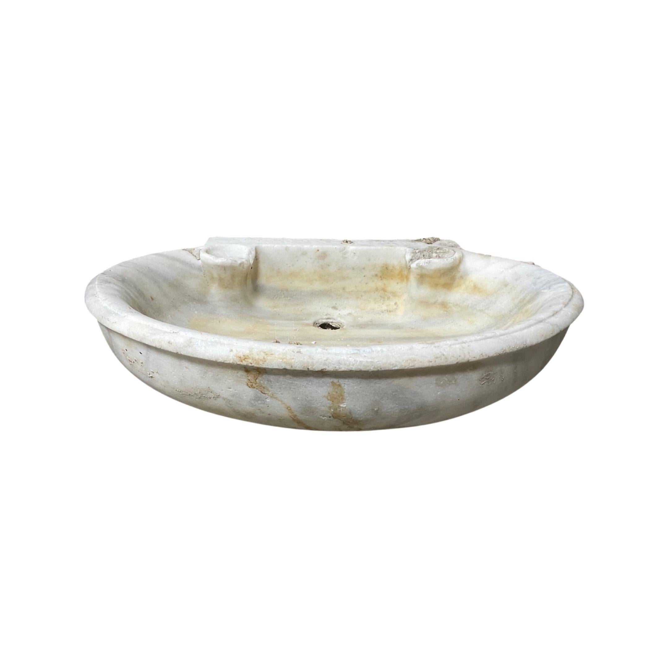 French White Marble Oval Sink For Sale 1