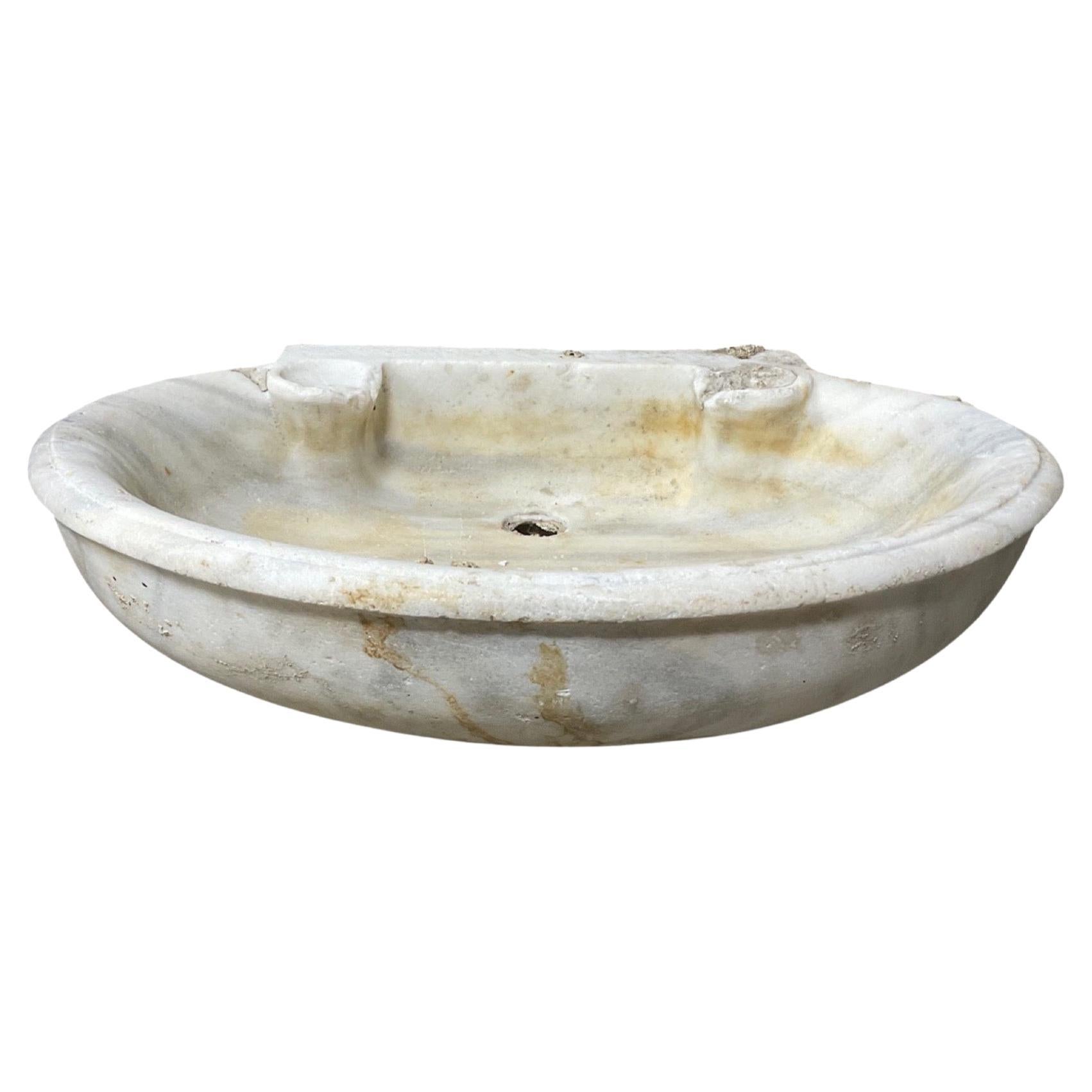 French White Marble Oval Sink For Sale