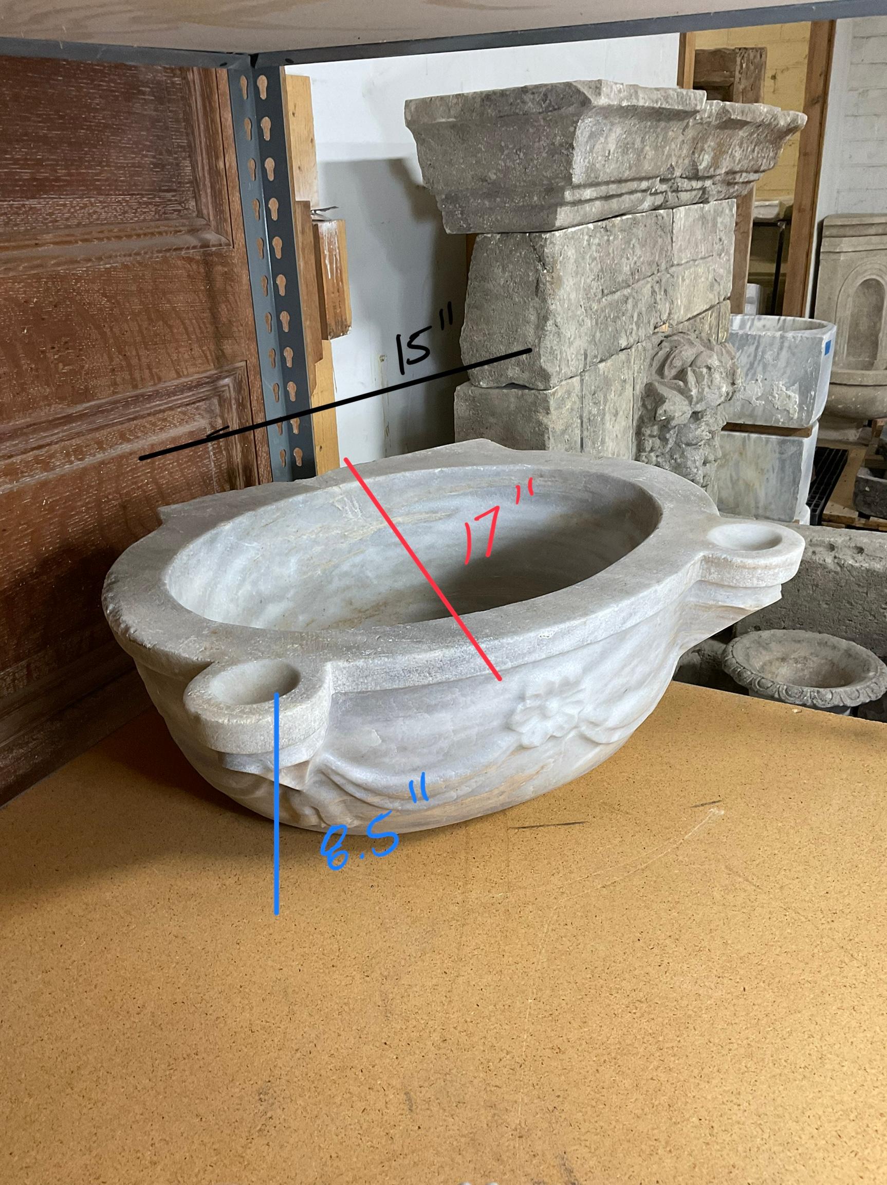 This stunning French White Marble Sink is an exact replica of the ones installed in palaces during the 18th century. Its timeless look and classic design will easily elevate the style of any bathroom.