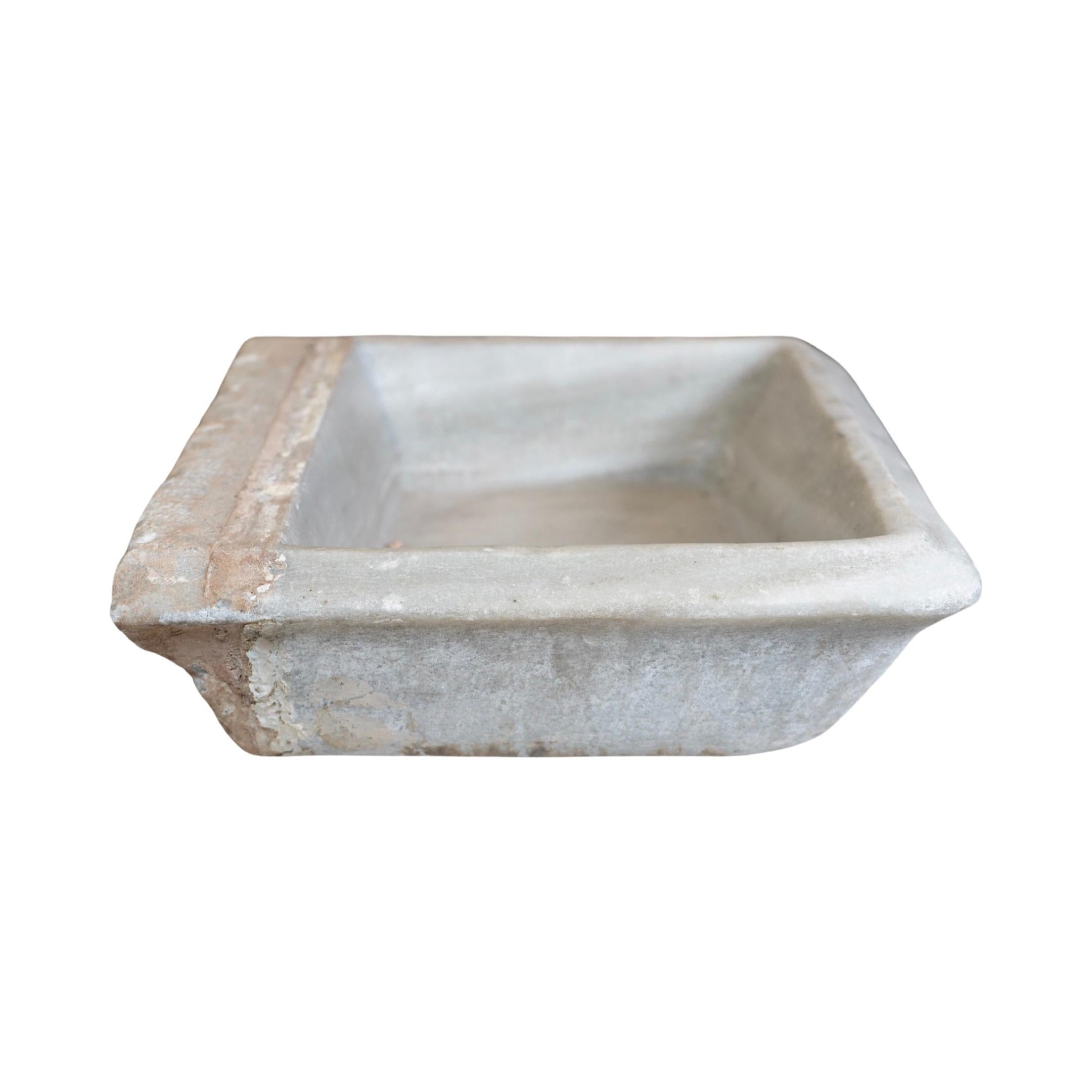 19th Century French, White Marble Sink For Sale
