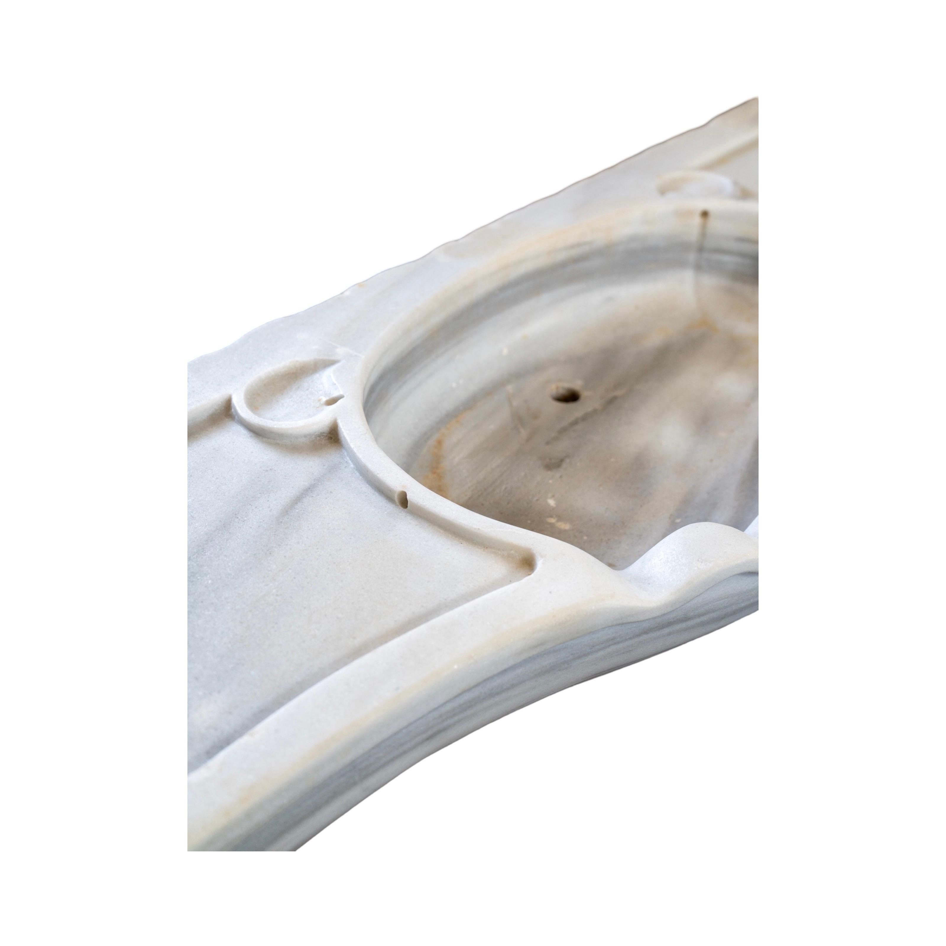 18th Century and Earlier French White Carrara Marble Sink