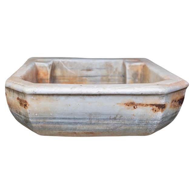 Chinese White Marble Footed Basin For Sale at 1stDibs