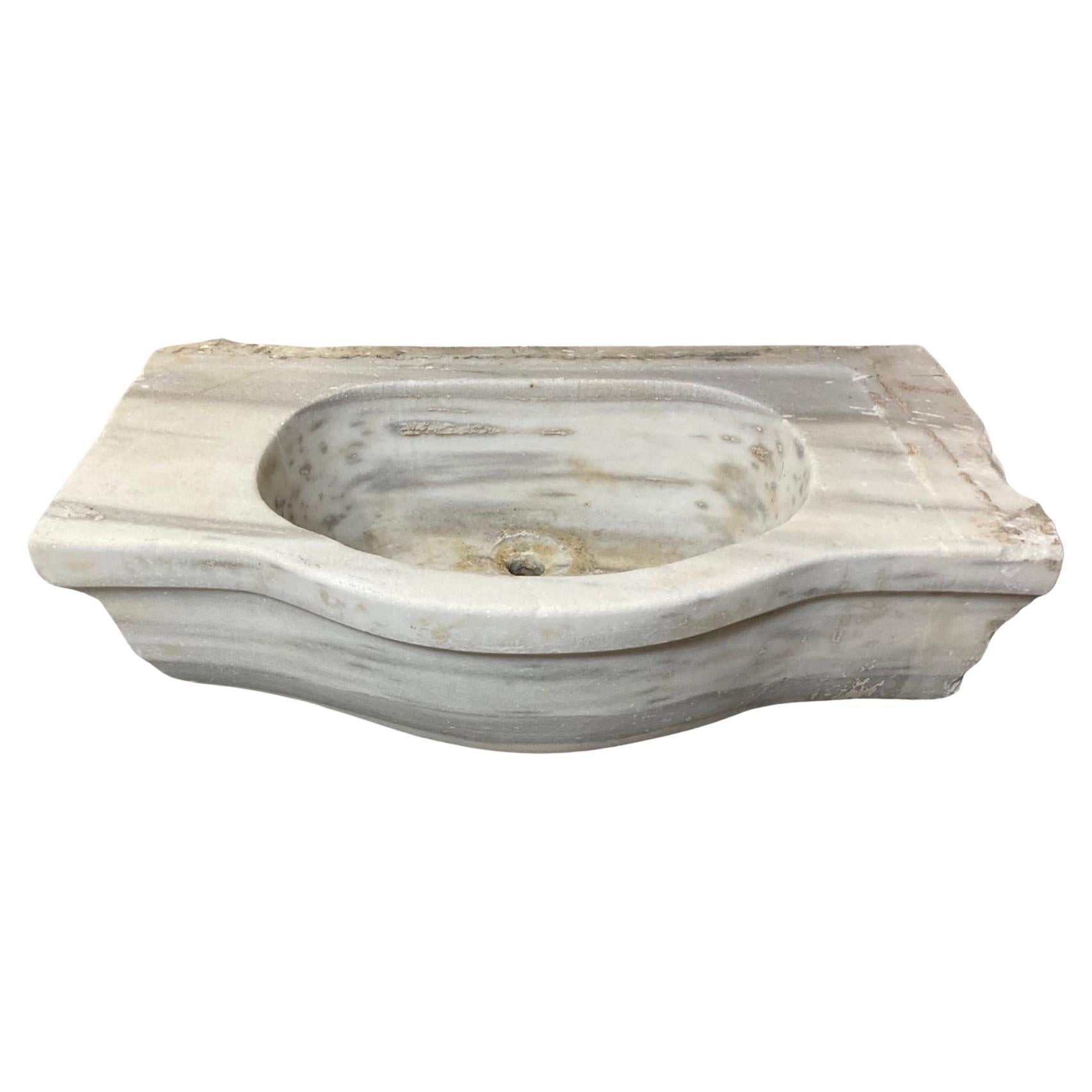 French White Marble Sink For Sale