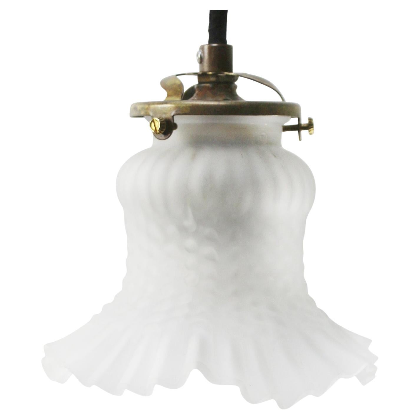 French White Mat Glass Brass Pendant Lights