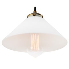 French White Mat Opaline Glass Brass Pendant Lights