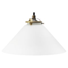 French White Mat Opaline Glass Brass Pendant Lights