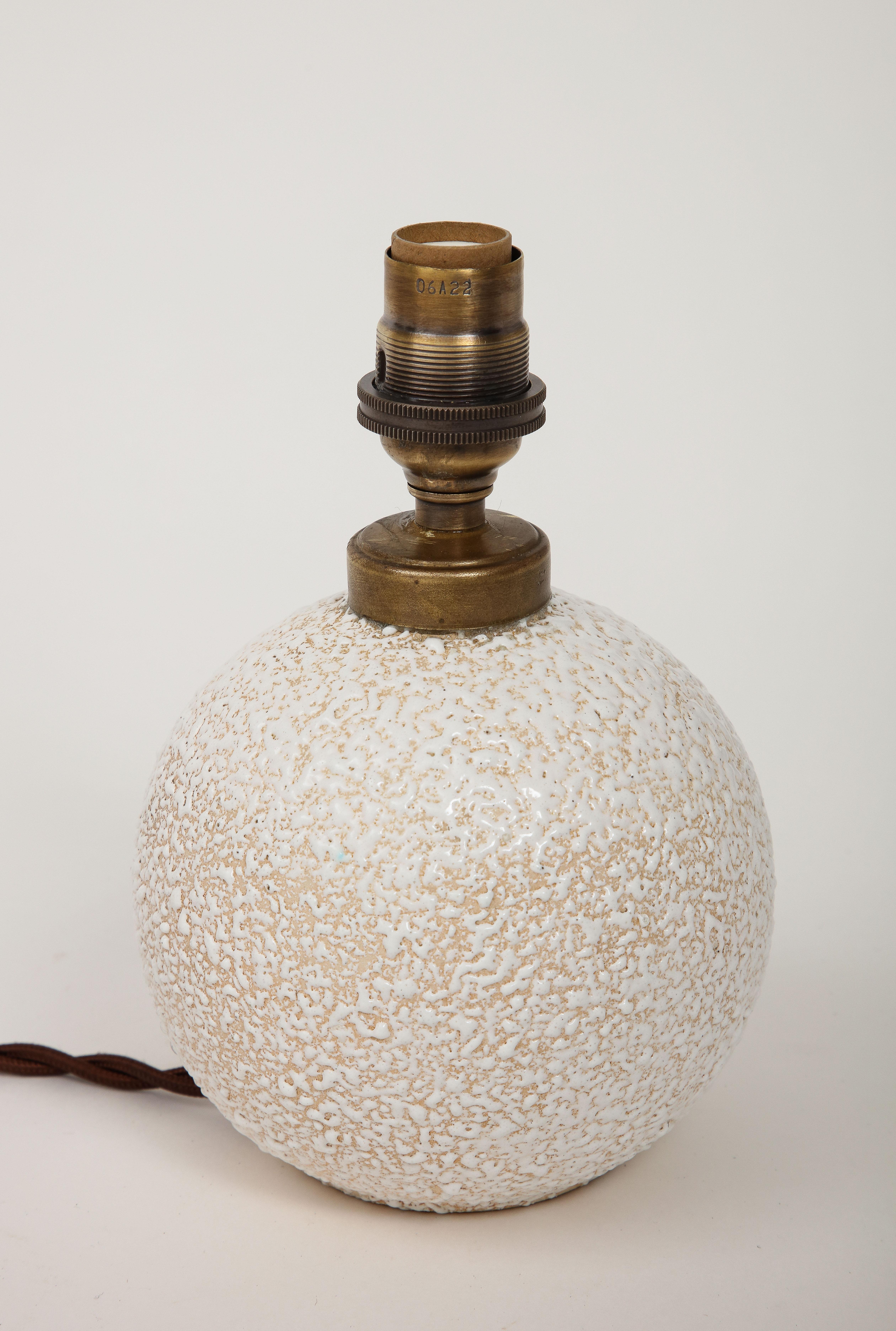 French White on White Ceramic Lamp, 1925, Custom Parchment Shade 4